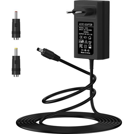 Adaptateur Alimentation 12V 5A 60W, Transformateur Chargeur 12V Transformateurs Bande 60W Alimentation Adaptateur pour Caméras, Bandes LED, Caméras de Surveillance, DVD, TVs etc. (1/5)