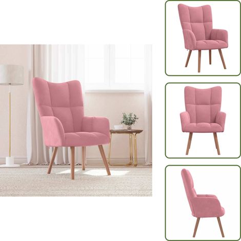 Decoración de hogar - vidaXL Sillón de relax de terciopelo rosa - Espuma
