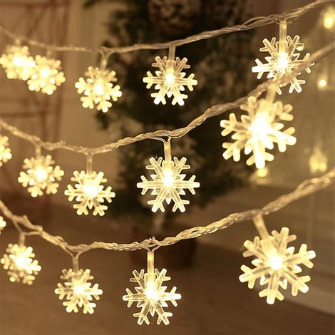 Luci di Natale - 6 metri, 40 LED, luci a forma di fiocco di neve per feste - luci fatate a batteria - camera da letto - stanza - festa - casa - ufficio - decorazione natalizia