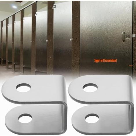Lot de 10 supports en U pour installation domestique en acier inoxydable 304 de 2,5 mm d'épaisseur, ouverture de 10 mm pour panneau de 25 mm, cloison de toilettes (1/3)