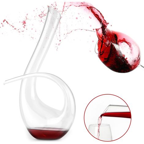 1500 ml Rotweinkaraffe, Form 6, aus mundgeblasenem Kristallglas, Belüfter-Ausgießer für Cognac und Whisky, dekorative 6-eckige Flasche, ideal zum Servieren und Sauerstoffanreichern. (1/3)
