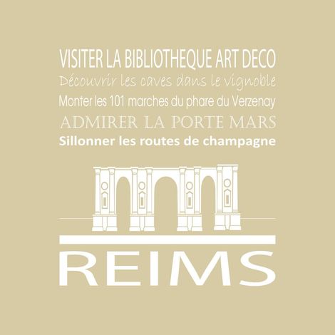 Tableau sur toile Reims beige 30x30 cm - Impression sur Toile Murale Décorative - Image imprimée en HD sur Toile - Toile sur Châssis en Bois FSC - Fabriqué en France