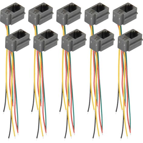 10 adaptateurs de connecteur téléphonique femelle RJ9 4P4C 616E avec 4 câbles de 8 cm (1/5)