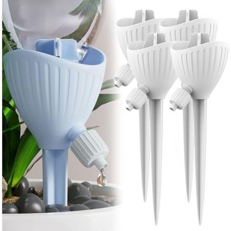 Estacas de plástico para riego automático, kit de riego por goteo 2026 con válvula de flujo lento ajustable, inserto para maceta de riego por goteo (1/5)