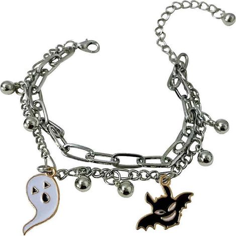 Hundehalsband für Halloween und Weihnachten, Armband mit Elchanhänger, Glöckchen und gruseligem Charm, Größe 8.