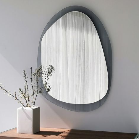 Curti Spiegel, Ovale, Wandtyp, Klare Struktur, 55x75h cm Rauchglas Schwarz (1/5)