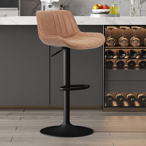 Tabouret de bar réglable et pivotant en PU cognac NAFFA (lot de 2) (1/5)