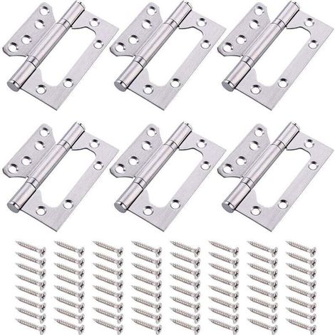 6 Pcs Stainless Steel Door Hinge Ball Bearing Furniture Hinges with Screws (1/5)