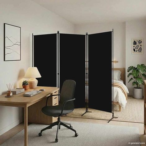 vidaXL Biombo divisor de 3 paneles negro 260x180 cm (1/5)