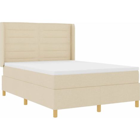 Maison Exclusive - Letto a molle con strisce LED Crema 140 x 190 cm Tessuto (1/5)