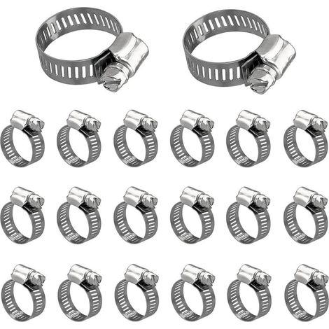 20 fascette stringitubo in acciaio inox da 13-19 mm, regolabili, resistenti e antiruggine, ideali per tubi dell'acqua domestici, serbatoi di gas e tubi per autoveicoli. (1/5)