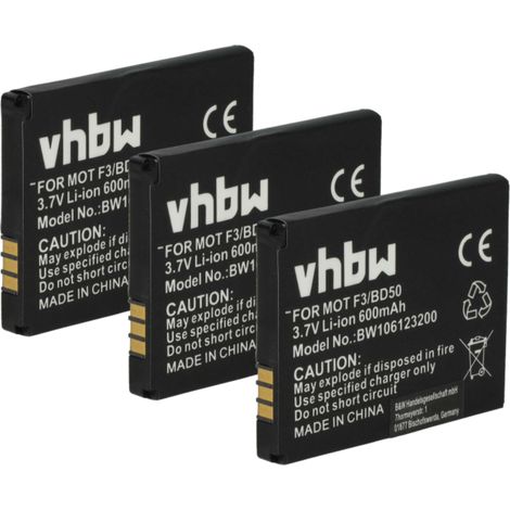 vhbw 3x Akku kompatibel mit AVM FritzFon C4, MT-F, EM325, EM25, M325, M2, MT-F 2000, C5 schnurlos Festnetz Telefon (600 mAh, 3,7 V, Li-Ion) (1/5)