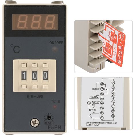 E5EN Digitaler Temperaturregler mit Anzeige, 0-399 Grad Celsius, Temperaturregler Typ K (1/5)