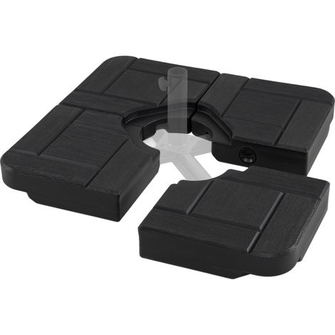 Pied de Parasol Déporté 4 Plaques en HDPE, Lot de 4 Dalles de Lestage pour Parasol à Remplir, Poignées de Transport, pour Jardin, 80 x 80 x 10 cm (1/5)