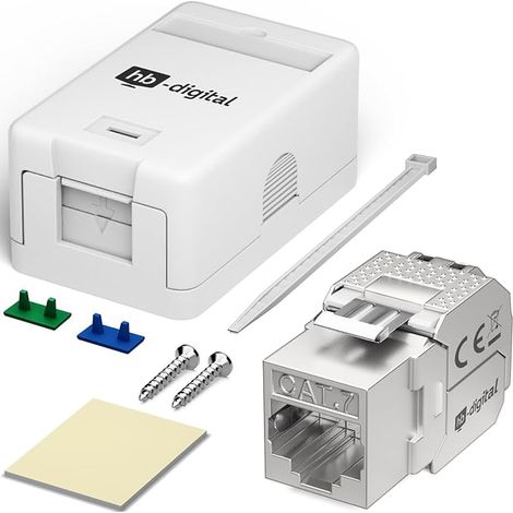 Boîte de connexion 1 port Keystone Modul CAT 7 Prise réseau en saillie avec module RJ45 blindé pré-monté – Prise LAN pour Ethernet 10 Gigabit (1/3)