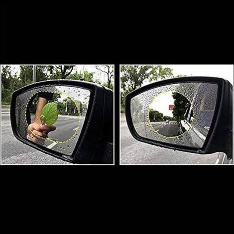 1 jeu de film de protection imperméable bleu PET pour rétroviseur de voiture, film nano antibuée, hydrofuge et hydrophobe (1/4)