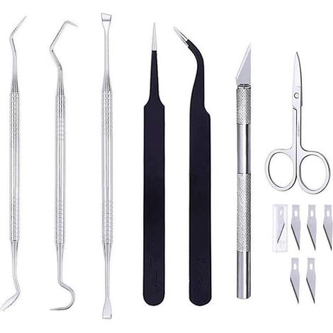Kit de découpe de vinyle (12 pièces) : couteau à graver, crochets, ciseaux, outils pour Silhouette Cameo, lettrage, scrapbooking et gravure. (1/5)