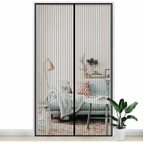 Moustiquaire Magnétique pour Porte de 120x210CM - Rideau en Maille Anti-Moustique et Anti-Mouche avec Fermeture Automatique par Aimants et Bande Scratch - Installation Sans Perçage pour Porte Fenêtre. (1/5)