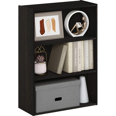 Étagère, Bibliothèque À 3 Niveaux, Étagères De Rangement, 24,6 X 60,2 X 80 Cm, pour Salon, Chambre, Bureau, Couleur Expresso Foncé (1/5)