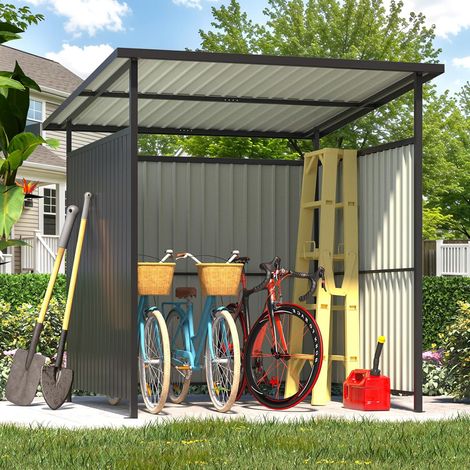 YODOLLA 1.82 x 1.82m Gazebo Outdoor Pergola for Patio, Small Lean to Hardtop Grill Gazebos, Open Design Metal Bike Shed (1/5)