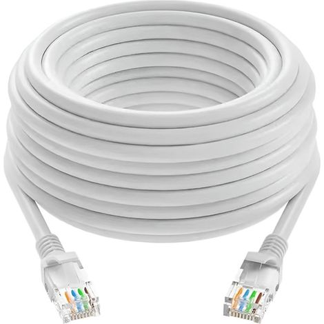 Câble Ethernet CAT6 haute vitesse pour réseau local (150 pieds, blanc) (1/5)