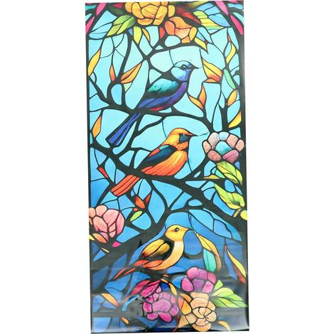 2 Pièces Autocollant De Verre Coupe-vent Non Adhésif Clolings De Fenêtre Décorations Autocollant Statique Pour La Maison Décalcomanies De Fenêtre D'oiseaux Amovible Pvc (1/5)