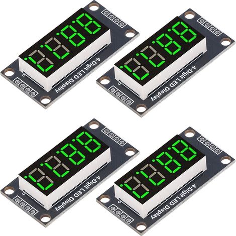 4 modules d'affichage numérique à tube LED 4 chiffres 7 segments 0,36 pouce, puce de commande TM1637, vert MRA110E (1/5)