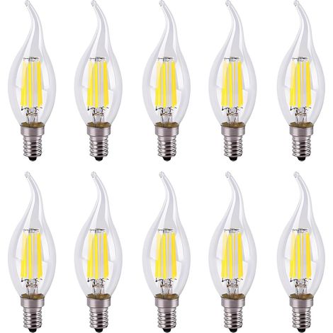 10 Pack E14 Ampoule Filament Dimmable 6W Lampe Edison Vintage C35 Ampoule Retro Blanc Froid 6500K Super Lumineux 500LM Remplacement à l'Incandescent 60W LED AC 220V (1/5)
