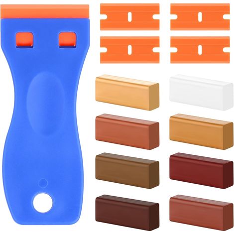 14Pcs Kit de Réparation de Cire Dure, 8 Couleurs Kit de Réparation Carrelage, Cire de Réparation de Meubles pour Bois/Carrelage/Parquet/Laminé/Vinyle, Mastic de Cire pour les Rayures et les Trous (1/5)