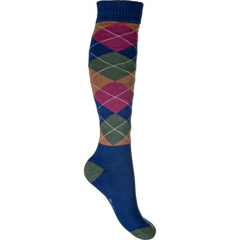 Set 5 calze da equitazione a rombi modello Warming up: 43-46, blu jeans 6173 (1/5)