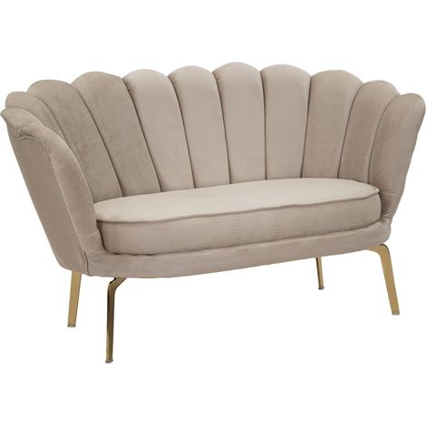 Divano in tessuto crema e metallo dorato 136x76x78cm Vienna Plus (1/5)
