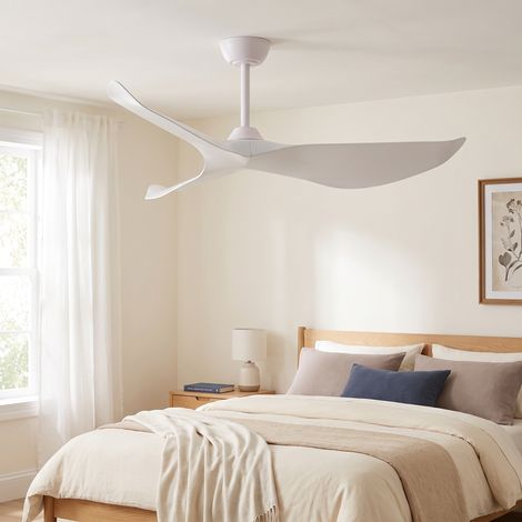 Ventilatore da soffitto 132 cm con telecomando e motore DC reversibile, pale in ABS, design moderno minimalista, Bianco (1/5)