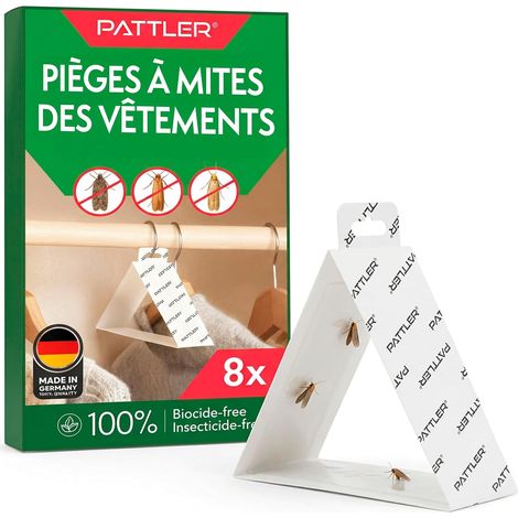 Anti Mites Textiles avec Phéromones - 8 Pièces. Protection Anti Mites Vetements pour Armoire Vetement et Penderie, Pièges Adhésifs pour la Détection et Le Contrôle des Mites Textiles. (1/5)