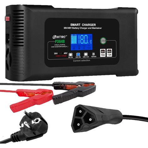 Chargeur de Voiture 36V 18A / 48V 13A avec Chargeur de Goutte à Goutte de Niveau 9 Chargeur de Voiture Intelligent pour Camion, Moto et Batterie au Plomb - P3648 (1/5)