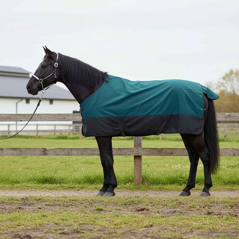 Pferdedecke Dunkelgrün und Schwarz 125 cm Polyester