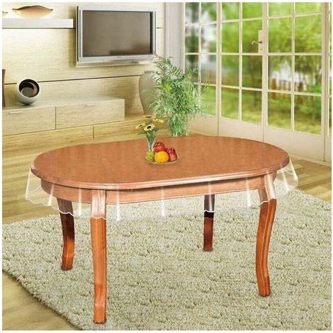 Nappe en vinyle transparent ovale 137 x 183 cm – Imperméable et anti-graisse – Pour tables ovales et rectangulaires (1/5)