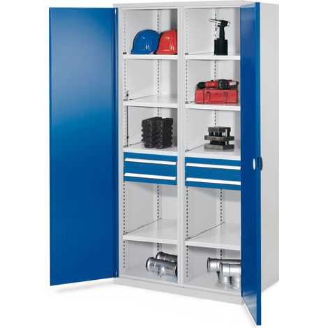 Kappes Schwerlastschränke mit Mitteltrennwand 1950x1000x600mm Doppelwandtüren Modell 56 enzianblau