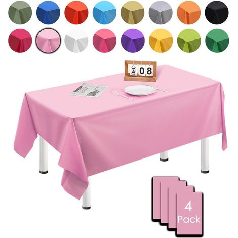 4er Pack Einweg Tischdecken Rosa 137x274cm Wasserdicht für Partys & Feiern