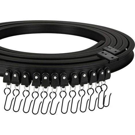 Rail De Plafond Flexible Pour Rideaux, 3 Mètres, Avec Roulettes Silencieuses, Rail Incurvé, Pour Fenêtres, Rideaux De Douche, Hôpitaux, Noir (1/5)