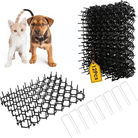 12 Pack Cat Repellent Mat, Cat Repellent Outdoor Indoor Anti Cat Spike Cat Repellent Cat Dog Repellent Cat Mesh 1 Piece Size 15x20cm (1/5)