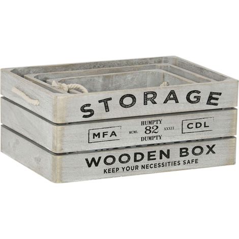 SET DI 3 CASSETTE IN LEGNO ROSELINE PORTA OGGETTI (1/4)