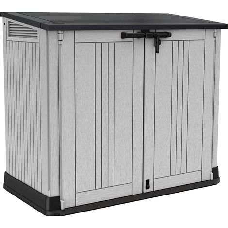 Store it Out Nova Abri de jardin extérieur 132 x 71,5 x 113,5 cm, gris clair avec couvercle gris foncé (1/5)