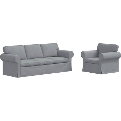 Ensemble de Canapés 2 pcs Salon de jardin Gris clair 215 x 82 x 80 cm tissu (1/5)