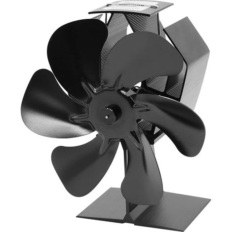 Ventilateur Poele à Bois 6 Pales avec Thermomètre, Ventilateur de Cheminée Alimenté Par la Chaleur pour Poêle à Bois/Cheminée/Gaz/Bûche (Moyen) (1/4)