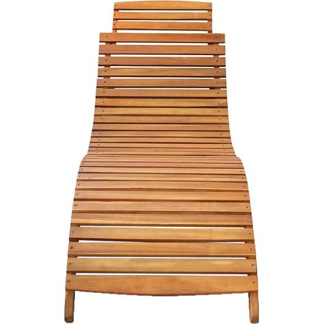 Chaise longue, Fauteuil Relax, pour Jardin Balcon Camping, Bois d'acacia solide Marron OIB6505E (1/5)