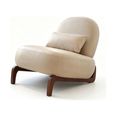 Sedia decorativa senza braccioli in velluto color cammello con gambe in legno HOMVRA (1/5)