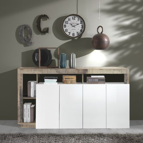 CREDENZA MOD. HAMBURG CM 184X42 H. 93 BIANCO LUCIDO E PERO