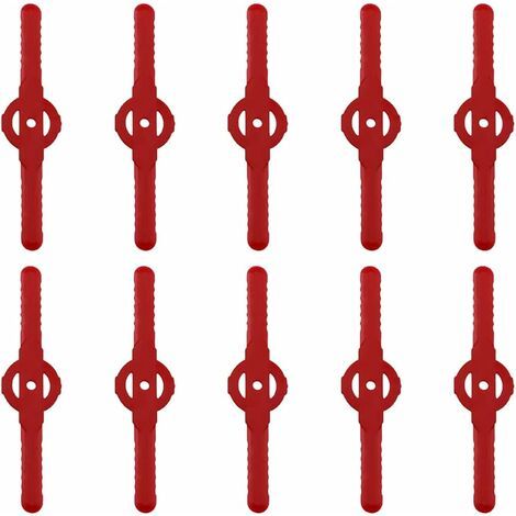 Aiperq Plastic Trimmer Blade, 10 pcs Plastic Cutter Blades Replacement for Cordless Grass Trimmer Tool Set, Plastic Lawn Mower Cutting Blade Replacement (Red) (1/4)