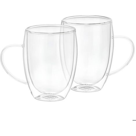 Verres Double Paroi - CHEFFINGER - 350ml - Verre Borosilicate - Lot de 2 - Transparent (1/4)