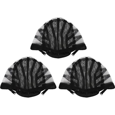 Lot de 3 Bonnets Filet Élastiques Noirs en Nylon Respirant pour Perruques, Couvre-Cheveux Extensibles, Maquillage Cosplay (1/5)